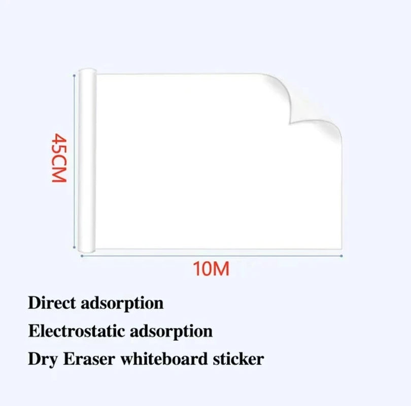Width: 45CM Reusable Static Whiteboard Adheres to Walls without Damage Easy to Apply and Remove Dry Eraser White Board